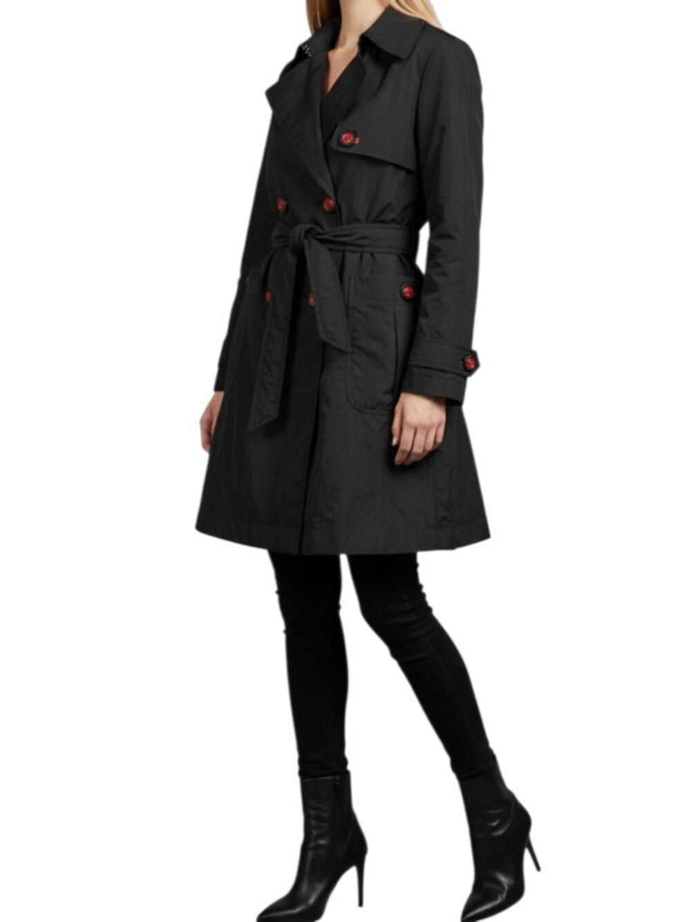 BETSEY JOHNSON Long Black Wrap Around Trench Coat Size Small